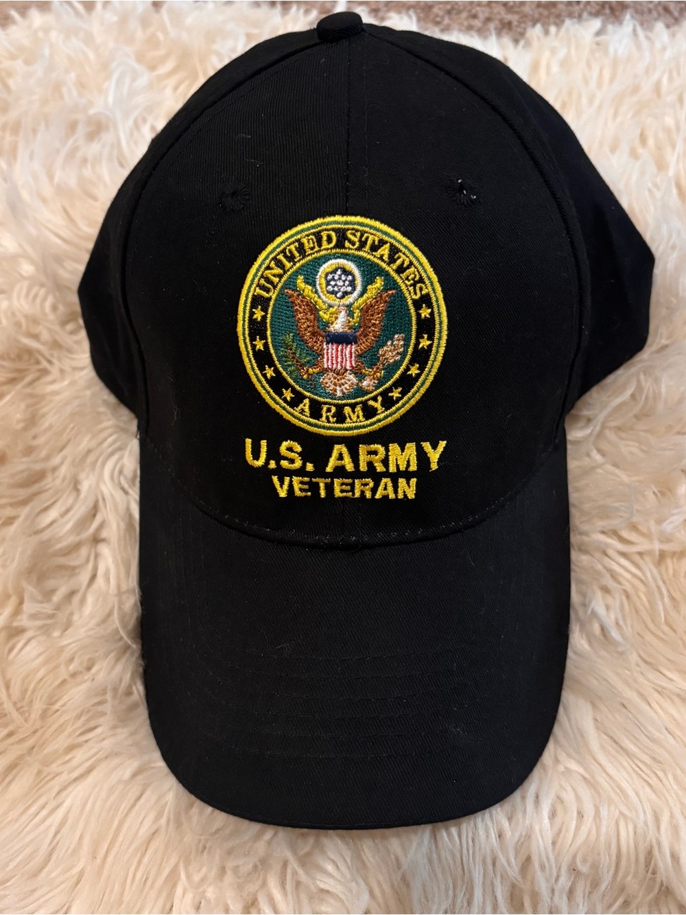 U.S. Army Veteran 3D Badge Embroidered Black Baseball Cap Hat US Made